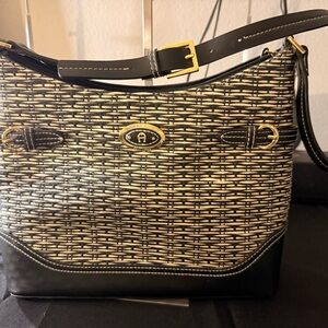 Etienne Aigner Black and Cream Shoulder Bag